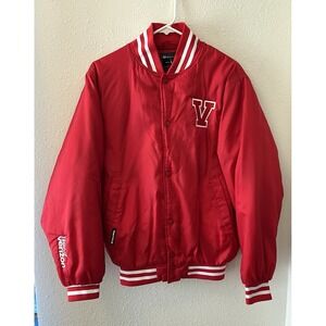 NEW Holloway Varsity Jacket Bomber Red Satin Size Small House Of Verizon "V"